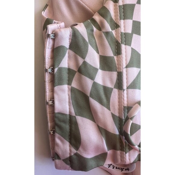 For Love and Lemons Nomi Lace-up Checkered Pink and Green Corset Top Size XXS - Picture 14 of 16